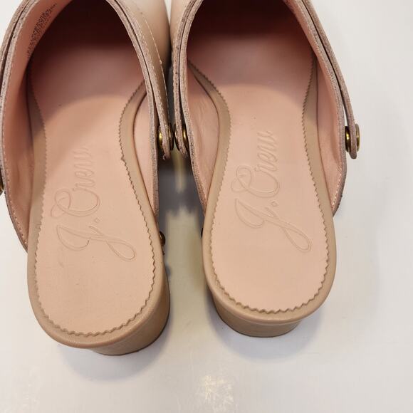 J Crew Convertible Leather Clog Shoes Women Size 7.5 Blush Beige Platofrm Studs - Picture 5 of 8